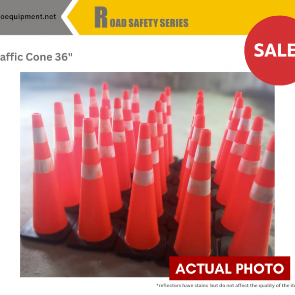 RUBBER TRAFFIC CONE 36″ BLACK BASE – Ecoequipment PPE Philippines